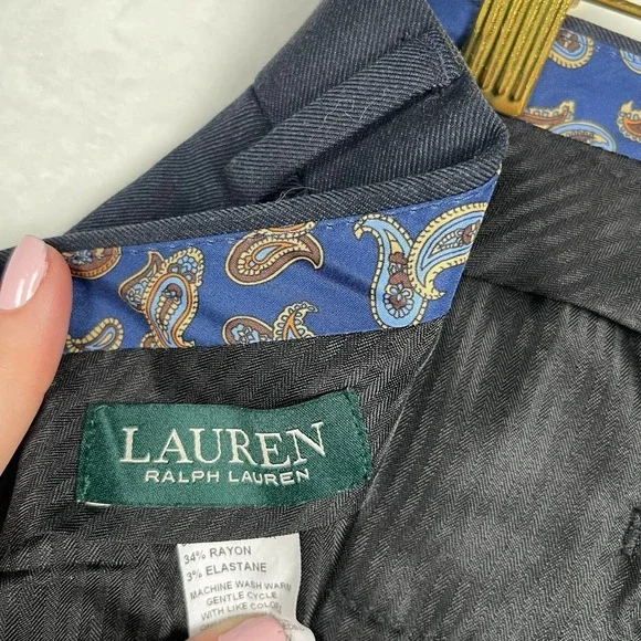 Ralph Lauren Men’s Dress Pants 34X30 Classic Fit Flat Front Pants Black - Picture 10 of 15